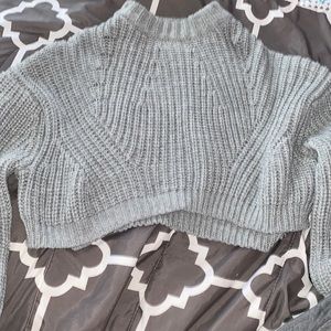 Grey Cropped Sweater From Shein